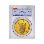 2021-M 1-Ounce Spanish Gold Doubloon // Iberian Lynx // Reverse Proof // PCGS Certified PR70 First Day of Issue