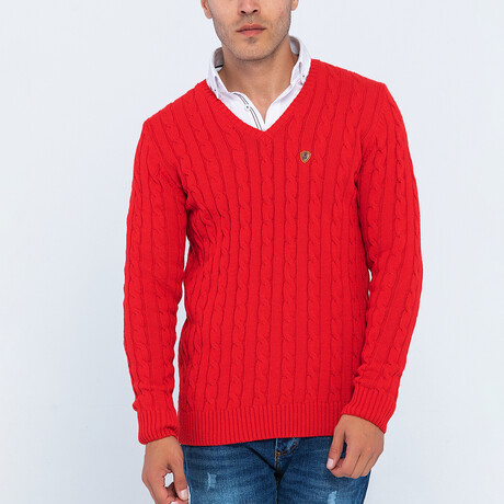 V-Neck Pullover // Red (S)