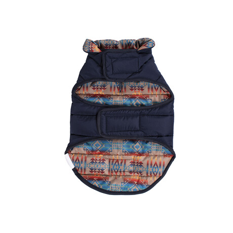 Pendleton Puffer Dog Coat // Navy (X-Small)