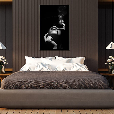 Woman Smoking A Cigar by Johan Swanepoel (26"H x 18"W x 0.75"D)