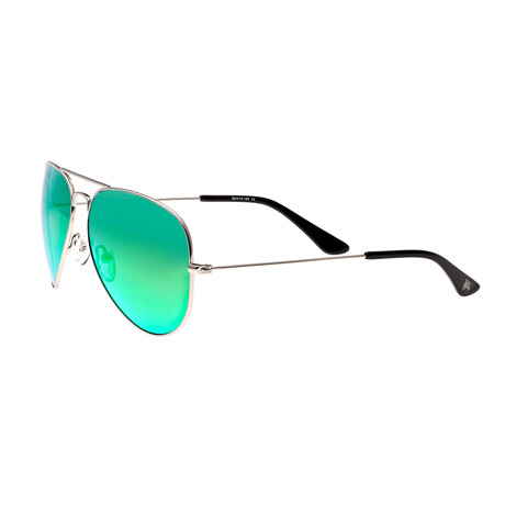 Honupu Polarized Sunglasses // Silver Frame + Green Lens