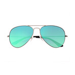 Honupu Polarized Sunglasses // Silver Frame + Green Lens