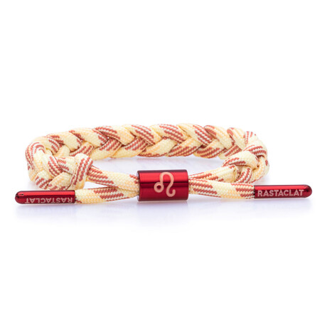 Leo  + Card Braided Bracelet // Red + Cream