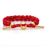 Year Of The Pig  + Card Braided Bracelet // Red + Gold