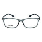 Hugo Boss // Men's Rectangular Optical Frames // Crystal Blue-Gray