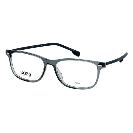 Hugo Boss // Men's Rectangular Optical Frames // Crystal Blue-Gray