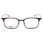 Hugo Boss // Men's Square Optical Frames // Brown Havana