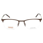 HUGO // Men's Half-Rim Optical Frames // Matte Brown