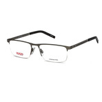 HUGO // Men's Rectangular Optical Frames // Semi-Matte Dark Ruthenium