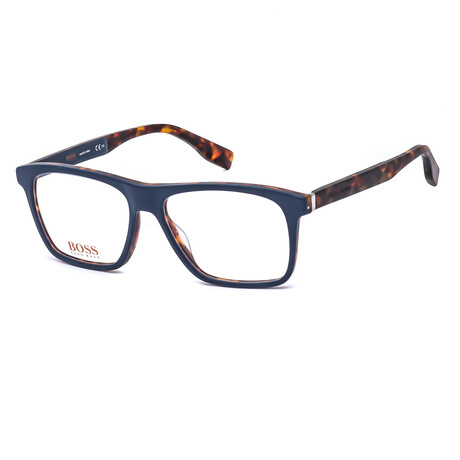 Hugo Boss // Men's Square Optical Frames // Navy-Havana Orange