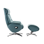 Adler // Pedestal Recliner + Ottoman (Capri Blue)