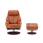 Marjon // Pedestal Recliner + Ottoman (Capri Tobacco)