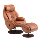 Marjon // Pedestal Recliner + Ottoman (Capri Tobacco)