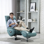 Adler // Pedestal Recliner + Ottoman (Capri Blue)