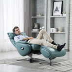 Adler // Pedestal Recliner + Ottoman (Capri Blue)