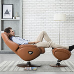 Marjon // Pedestal Recliner + Ottoman (Capri Tobacco)