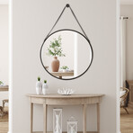 Leather Strap Round Mirror