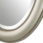 Framed Oval Mirror with Beaded Trim (Silver)