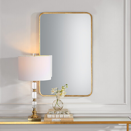 Rectangular Vanity Mirror with Rounded Corners (Black)