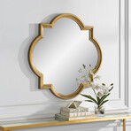 Antiqued Gold Quatrefoil Framed Mirror