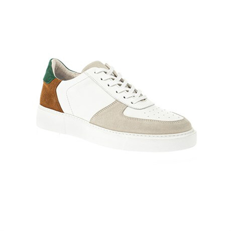 Daniel Suede Detailed Sneakers // White + Cinnamon (Euro: 39)