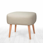 Parrot Ottoman // Linen + Wooden Legs (Blue)