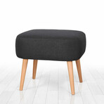 Parrot Ottoman // Linen + Wooden Legs (Blue)