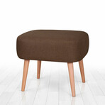 Parrot Ottoman // Linen + Wooden Legs (Blue)