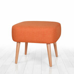 Parrot Ottoman // Linen + Wooden Legs (Blue)
