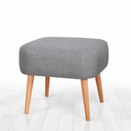 Parrot Ottoman // Linen + Wooden Legs (Blue)