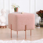 Square Ottoman // Linen + Copper Coated Leg (Green)