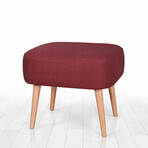 Parrot Ottoman // Linen + Wooden Legs (Blue)