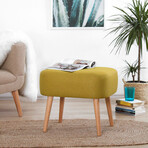 Parrot Ottoman // Linen + Wooden Legs (Blue)