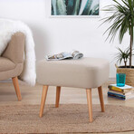 Parrot Ottoman // Linen + Wooden Legs (Blue)
