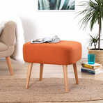 Parrot Ottoman // Linen + Wooden Legs (Blue)