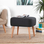 Parrot Ottoman // Linen + Wooden Legs (Blue)
