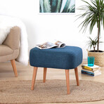 Parrot Ottoman // Linen + Wooden Legs (Blue)