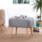 Parrot Ottoman // Linen + Wooden Legs (Blue)