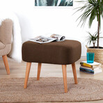 Parrot Ottoman // Linen + Wooden Legs (Blue)