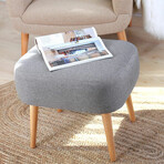 Parrot Ottoman // Linen + Wooden Legs (Blue)