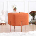 Square Ottoman // Linen + Copper Coated Leg (Green)