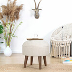 Deff Ottoman // Velvet + Wooden Legs (Blue)