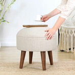 Deff Ottoman // Velvet + Wooden Legs (Blue)