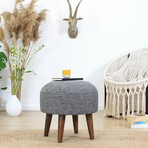 Deff Ottoman // Velvet + Wooden Legs (Blue)