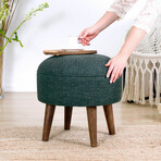 Deff Ottoman // Velvet + Wooden Legs (Blue)