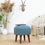Deff Ottoman // Velvet + Wooden Legs (Blue)