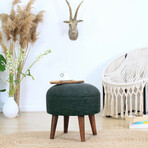 Deff Ottoman // Velvet + Wooden Legs (Blue)