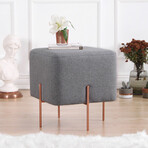 Square Ottoman // Linen + Copper Coated Leg (Green)