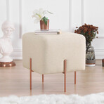 Square Ottoman // Linen + Copper Coated Leg (Green)