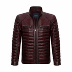 Quilted Leather Jacket // Burgundy (3XL)